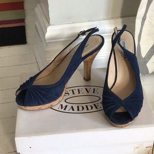 Steve Madden blue suede and cork heels